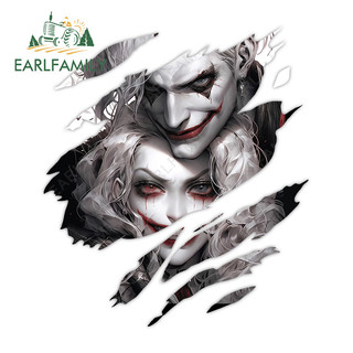 EARLFAMILY Joker và Harley Quinn Xé Xe Dán Anime Phong Cách Đen Cá Tính Xe Máy Tủ Lạnh Ván Trượt Vali Chống Thấm Nước Decal Nhãn Xe