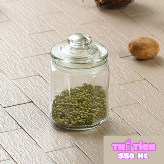 Hủ Thủy Tinh Đựng Gia Vị Lục Giác Cao Cấp
