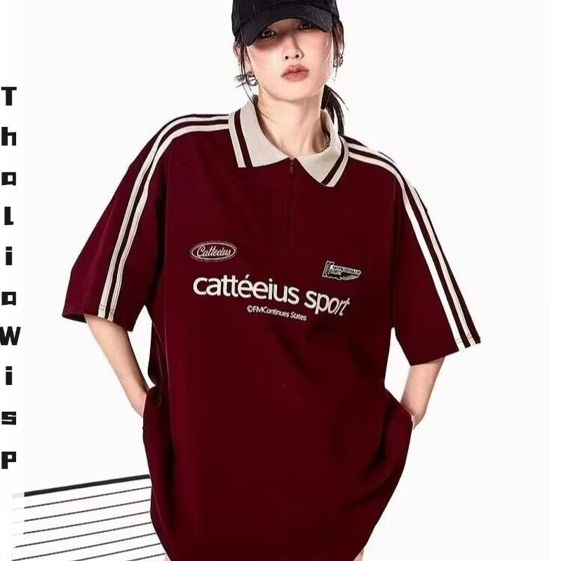 ThaliaWisp Áo Polo Nam Mỹ Retro Biker Mùa Hè Rời Đua Phù Hợp Với Top