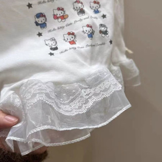 Áo thun ngắn tay cotton mới cho bé gái mùa hè, họa tiết chắp vá, viền ren, áo in hình dễ thương cho trẻ em