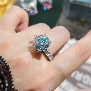Châu Âu Mỹ ins Phong Cách Mới 5 Carat Nhiều Màu Sắc Zircon Sáu Móng Vuốt Mở Nhẫn Nữ