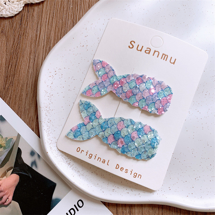 Kẹp tóc nàng tiên cá Sequin đầy màu sắc Kẹp tóc bé gái