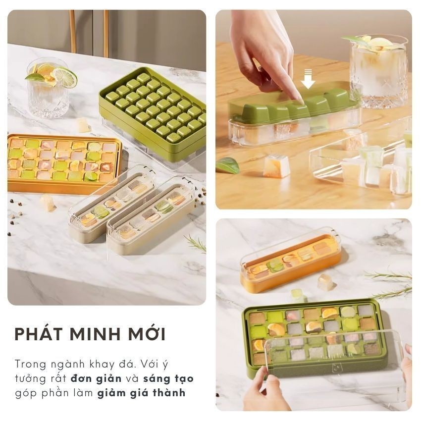 Khay đựng đá nhựa có nắp lấy đá siêu nhanh phát minh mới nhất 2024