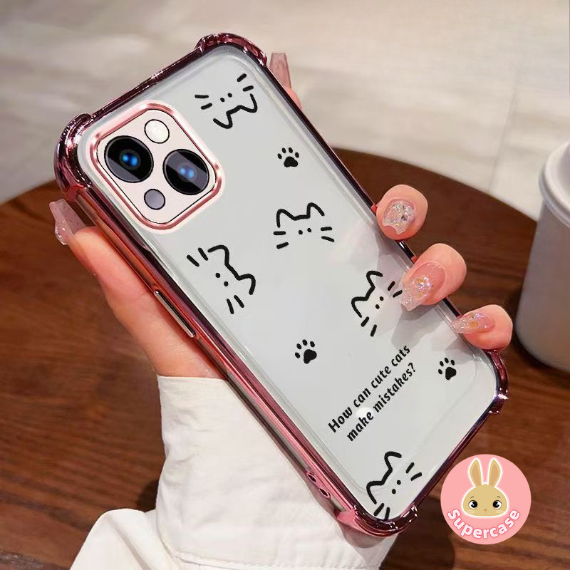Ốp Điện Thoại Mèo Đường Dễ Thương Cho Redmi Note 15 Pro Plus Turbo 5 Max A7 Pro Xiaomi Poco X8 M8 Pro 5G 4G Vỏ Trong Suốt Khung Mạ Paw Ốp Lưng Mềm