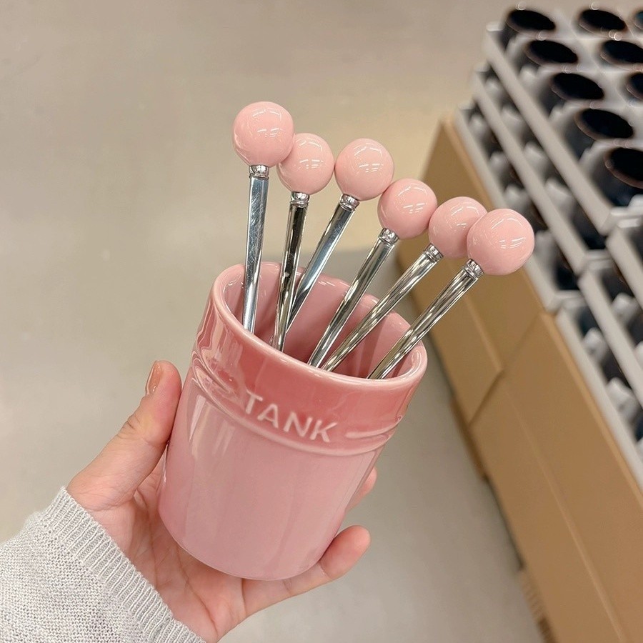 ✨Nĩa trái cây bằng thép không gỉ 304 có đế Bộ nĩa trái cây bằng gốm Dopamine có thể đặt trái cây có thể hái 25.5.20