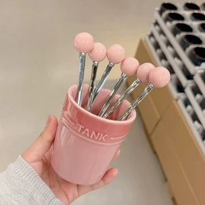 ✨Nĩa trái cây bằng thép không gỉ 304 có đế Bộ nĩa trái cây bằng gốm Dopamine có thể đặt trái cây có thể hái 25.5.20