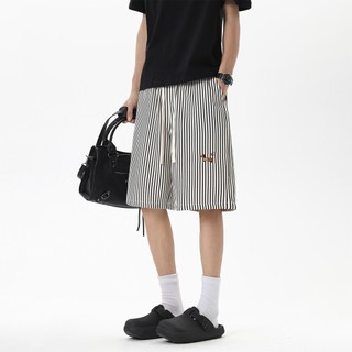 GKSSS Quần short nam thời trang Mỹ retro dachshund họa tiết sọc thiết kế phong cách trung tính