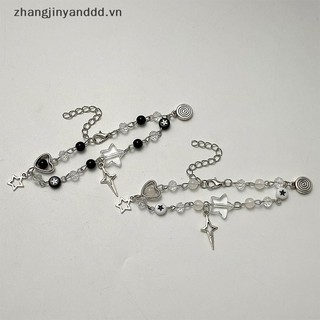 # yanddd # Vòng tay cặp đôi Y2K hợp thời trang mới dành cho nữ Cô gái Mặt dây chuyền đàn Guitar Pentagram rỗng Vòng tay đính cườm Quà tặng trang sức bạn bè.