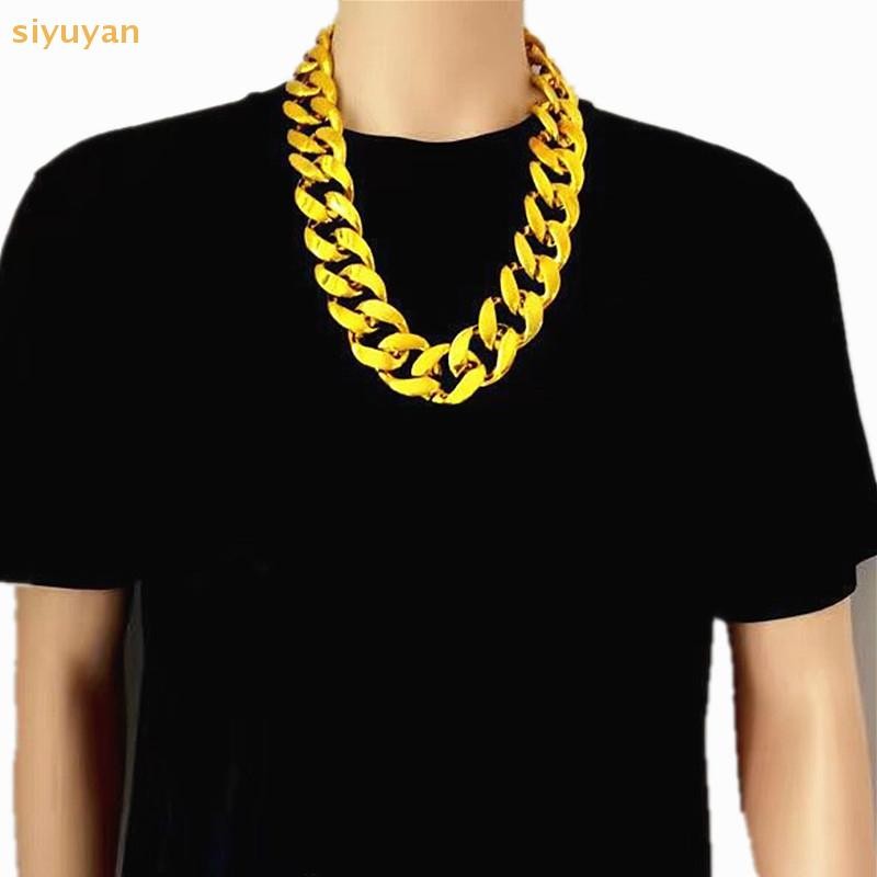 Siyuyan 50-120cm Quá Khổ Lớn Chunky Vòng Cổ Vàng Hip Hop Punk Gothic Rock Mặt Dây Chuyền Nhựa Đảng Đạo Cụ VN