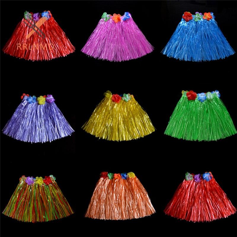 Rrlnmd Trẻ Em Bé Trai Bé Gái Hawaii Hula Cỏ Đi Biển Váy Hoa Dây Đeo Tay Đảng Đầm Nóng MỚI