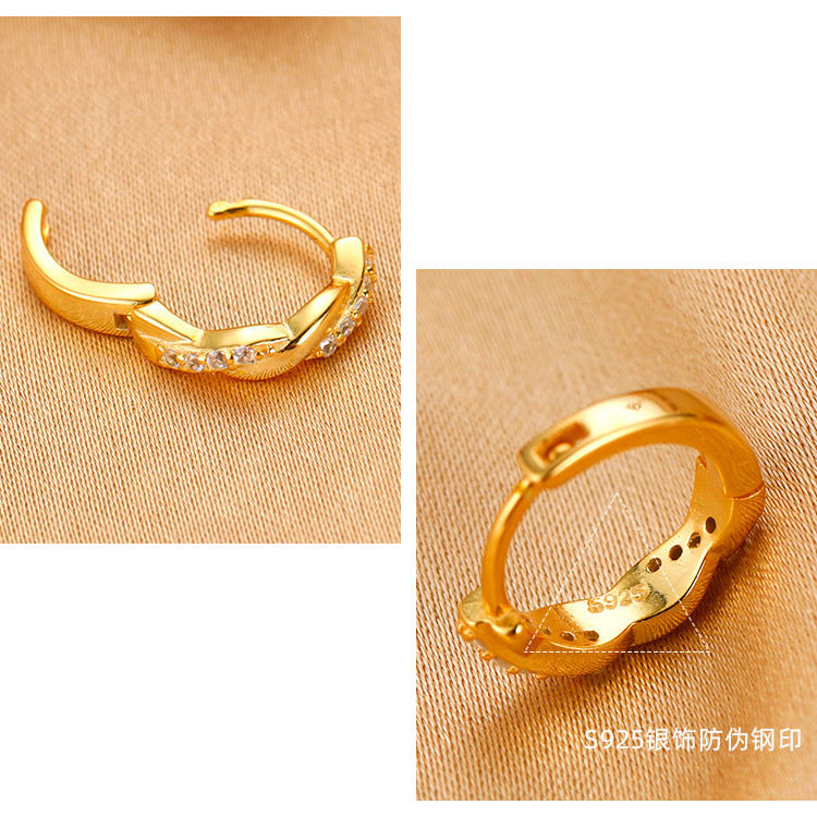 Bông tai hình tròn bạc S925 thời trang Nữ tính khí đính kim cương độc đáo