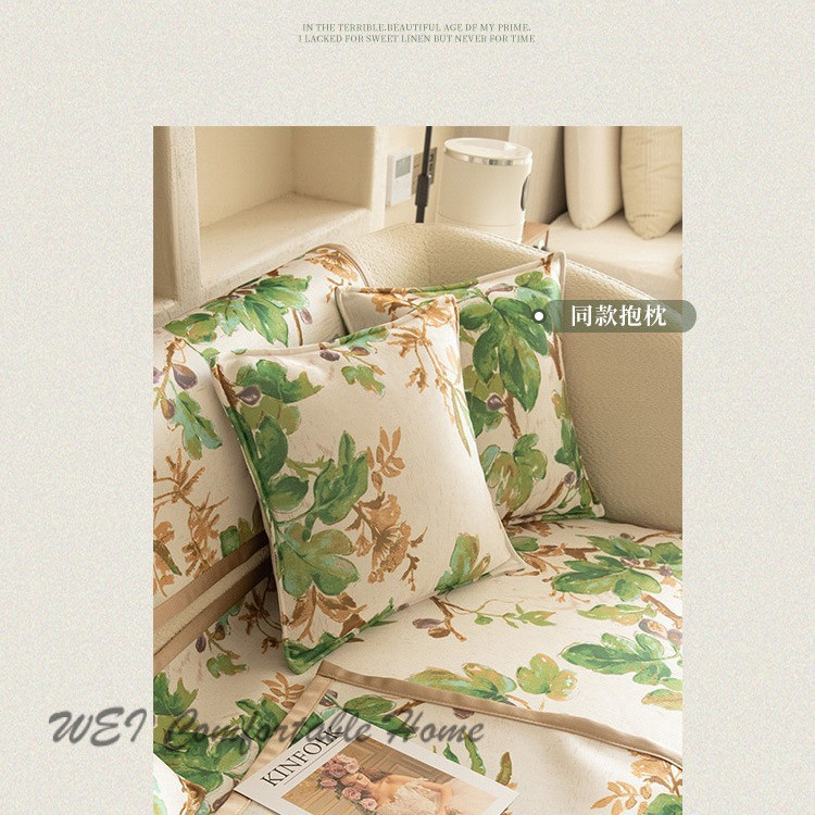Đệm lụa lạnh bảo vệ chống bụi bẩn cho sofa phòng khách, giặt được, phong cách sang trọng nhẹ kiểu Mỹ