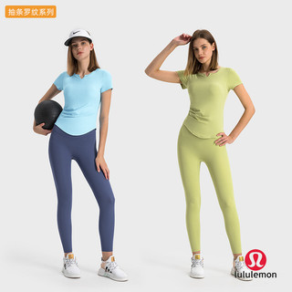 Lulemon Thời Trang Cổ Chữ V Nhỏ Thể Thao Tay Ngắn Nữ Tập Thể Dục Chạy Ôm Vừa Vặn Ôm Hơn Nhìn Tập Yoga Top