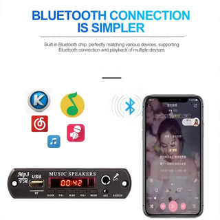 Bộ Khuếch Đại 60W Bluetooth 5.3 MP3 Bảng Giải Mã DIY Xe Máy Nghe Nhạc MP3 USB FM Ghi Thời Gian Hiển Thị Micro rảnh Tay Có Điều Khiển Từ Xa