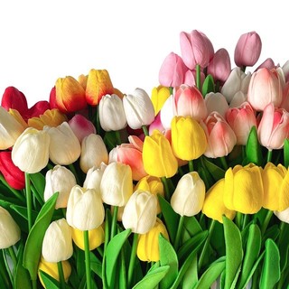 10  bông Hoa Tulip nhân tạo decor Myd.23 Hoa tulip giả trang trí chất liệu cao su PU cao cấp 34cm