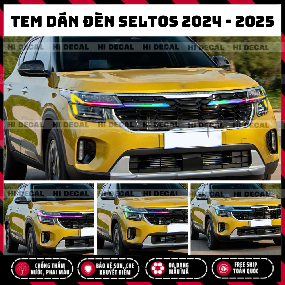 Tem dán đèn Seltos 2024 - 2025 Form Mới, tem dán đèn Seltos điểm nhấn chống nước bền màu