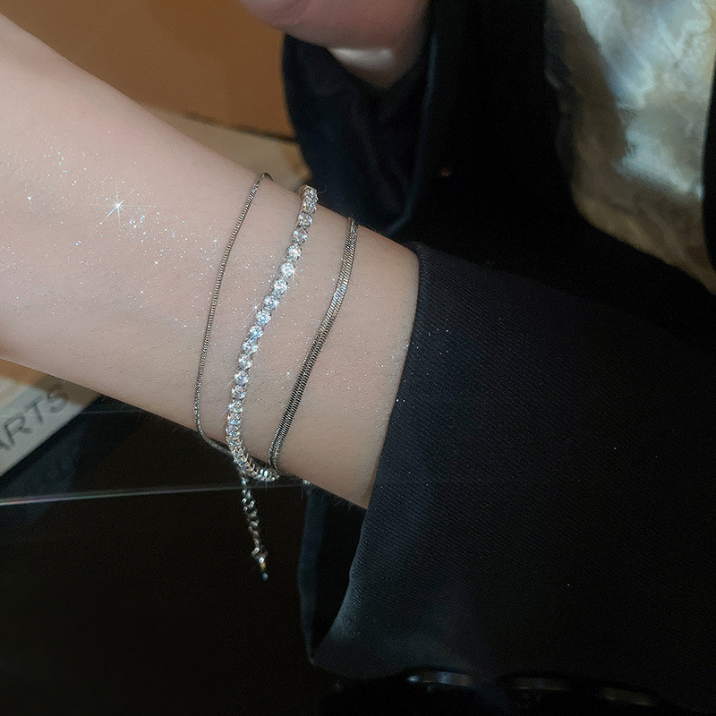 Bộ vòng tay xương rắn Zircon Phụ kiện khí chất đơn giản thời trang dành cho nữ