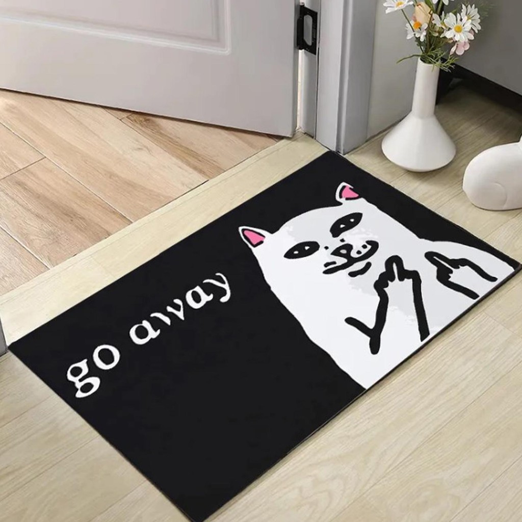 Go Away Thảm chùi chân hoạt hình Mèo Unwelcome Thảm cửa ngoài trời vui nhộn Trang trí cửa trước 60X40cm