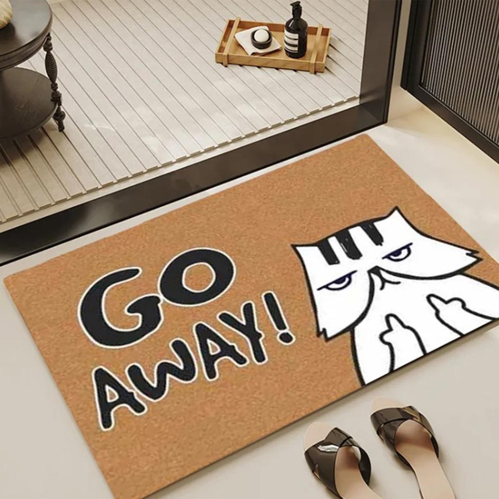 Go Away Thảm chùi chân hoạt hình Mèo Unwelcome Thảm cửa ngoài trời vui nhộn Trang trí cửa trước 60X40cm