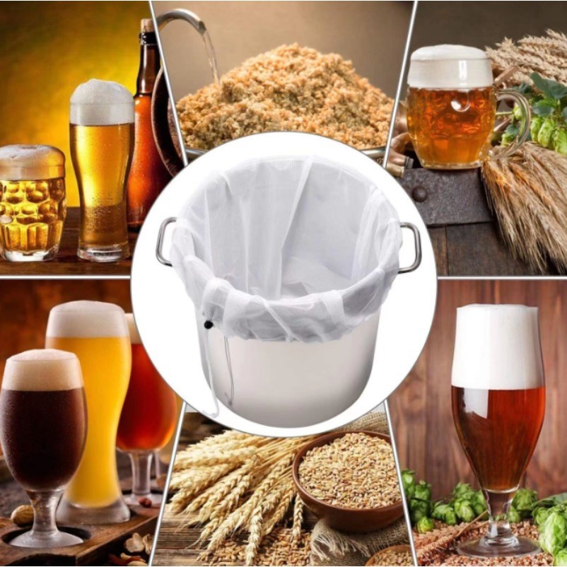 Túi lưới lọc pha rượu bia - Dành cho sữa đậu nành, nước ép trái cây - Túi lọc - Bền, có thể điều chỉnh, tái sử dụng - Dụng cụ làm bánh trà sữa chua cà phê - Dụng cụ nấu ăn nhà bếp tại nhà