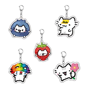 5 Loại Mèo Acrylic Hai Lớp Anime Móc Khóa Dễ Thương Sáng Tạo Mặt Dây Chuyền
