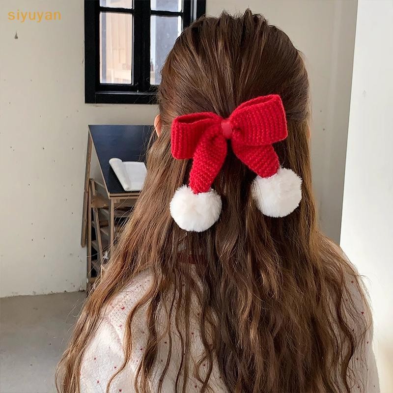 Siyuyan Ngọt Ren Lớn Đỏ Nơ Kẹp Công Chúa Sáng Bóng Kẹp Tóc Mũ Đội Đầu Phụ Kiện VN