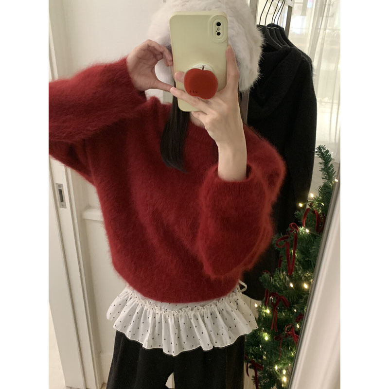 Milyfashion Ngọt Ngào Ren Rung Chấm Bi Đa Năng Váy Rèm Ngắn Váy Dài