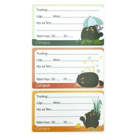 [ 1 XẤP ] Nhãn vở Campus Meow NT-MEO-18 (18 nhãn/túi)