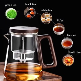 Ấm pha trà thủy tinh 800ml chịu nhiệt có lọc, pha cà phê, dùng cho Kung Fu, văn phòng