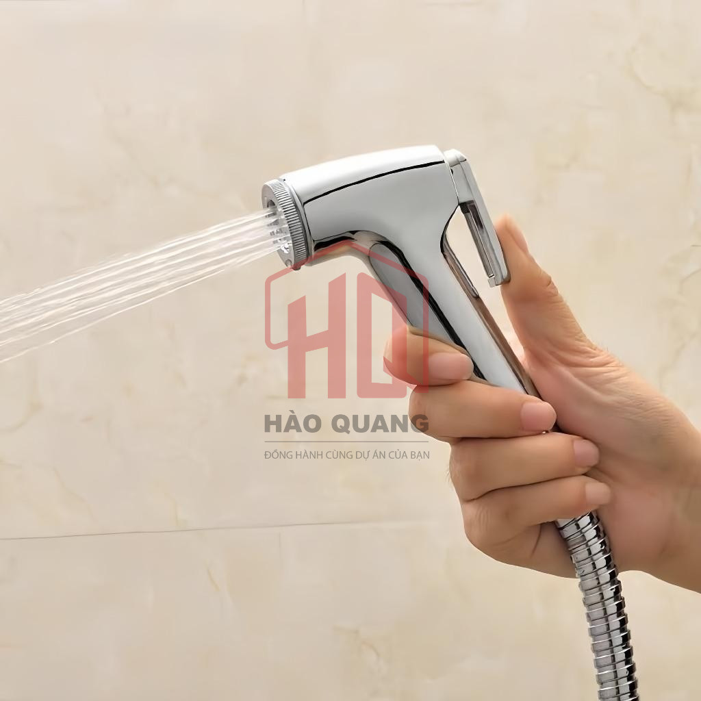 Bộ Vòi Xịt Vệ Sinh Mạ Crom Cao Cấp Kèm Dây Dẫn & Đế Cài – Dùng Cho Bồn Cầu Toilet