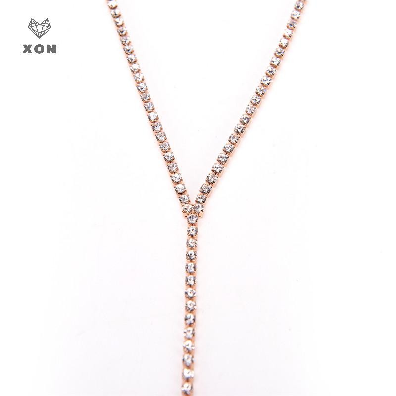 XON Vòng cổ choker đính đá pha lê nhân tạo thời trang