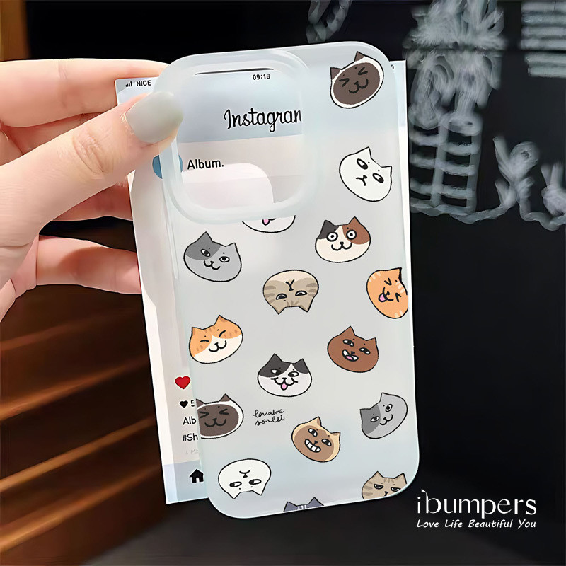 ibumpers Ốp Điện Thoại iPhone Dễ Thương Thiền Họa Tiết Mèo Ốp Lưng Trong Suốt Nhám Mờ Chống Bẩn Chống Sốc Cho IPhone 16 15 14 12 13 11 Pro Max IP 7 8 Plus X XS XR