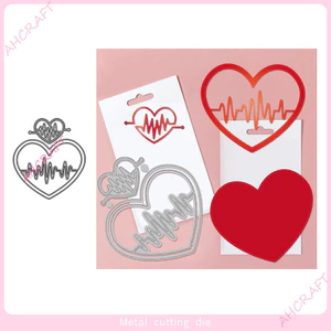 Trái Tim Tình Yêu ECG Sổ Lưu Niệm Cắt Khuôn DIY Kim Loại Thép Carbon Cắt Chết Dập Nổi Khắc Bản Mẫu Sổ Lưu Niệm Giấy Nghệ Thuật Trang Trí