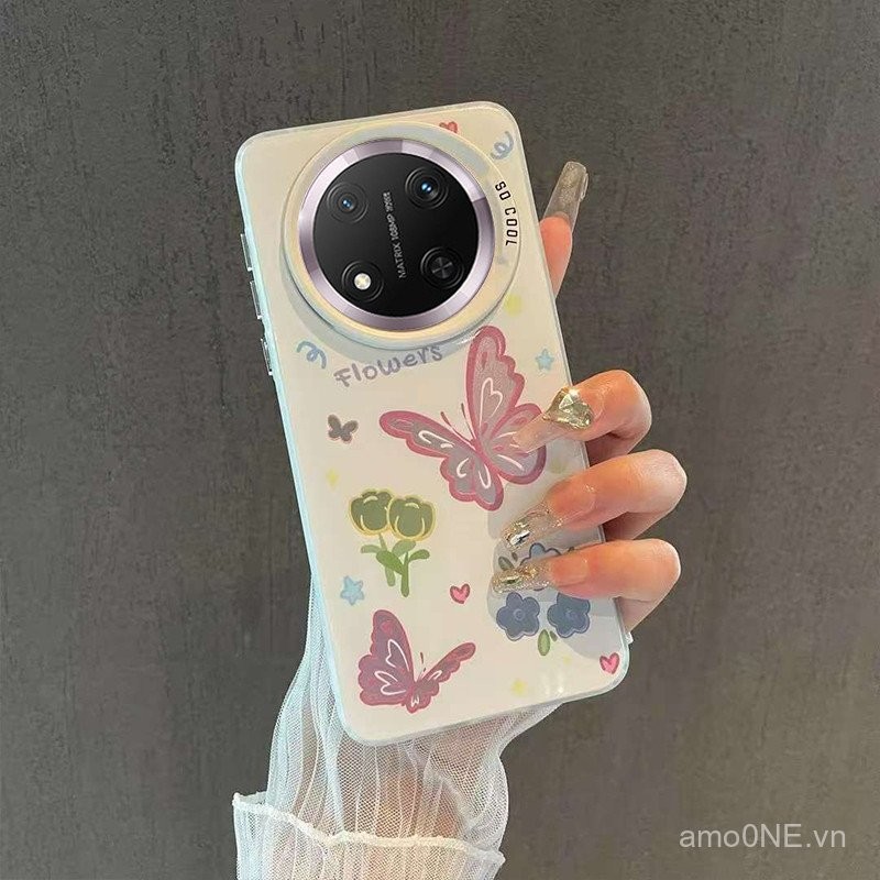 Honor X9C x9b x9a 5g ốp thông minh Honor X9C Ốp Honor Magic 7 Pro Ốp chống sốc mờ hình bướm màu hồng dễ thương Ốp điện thoại cứng có nút mạ sang trọng cho nữ sinh viên