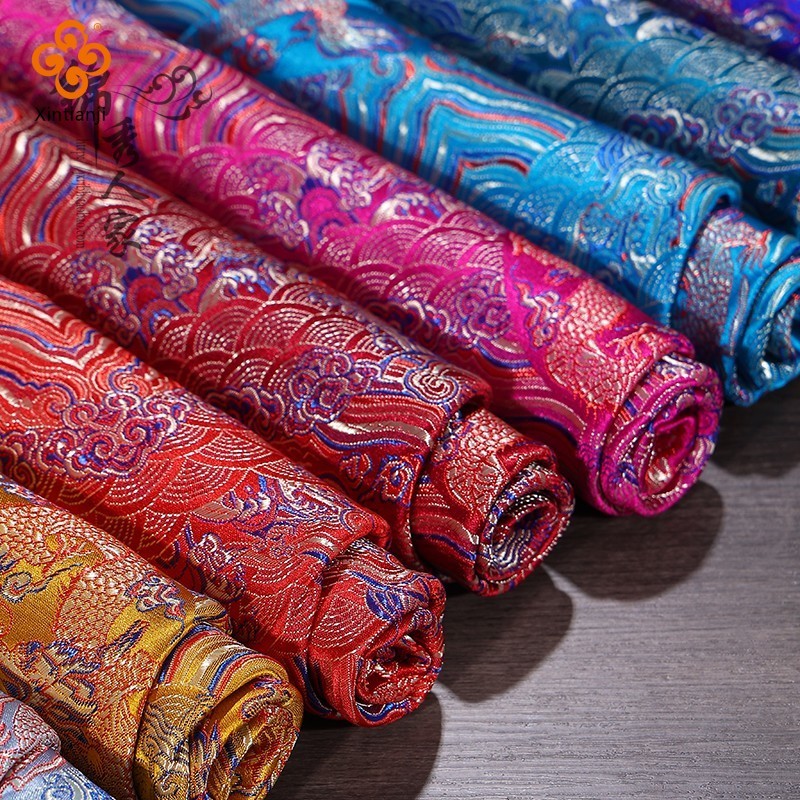 Biển Rồng Phong Cách Jacquard Lụa Thổ Cẩm Vải Satin Tự Làm Cổ Trang Phục Hanfu Quần Áo Vải 50x75cm TJ5511