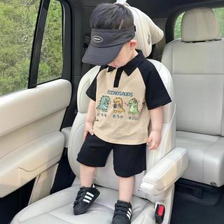 Bộ đồ mùa hè mới cho bé trai và bé gái, áo polo ngắn tay in họa tiết hoạt hình, quần dài cho bé, bộ hai món