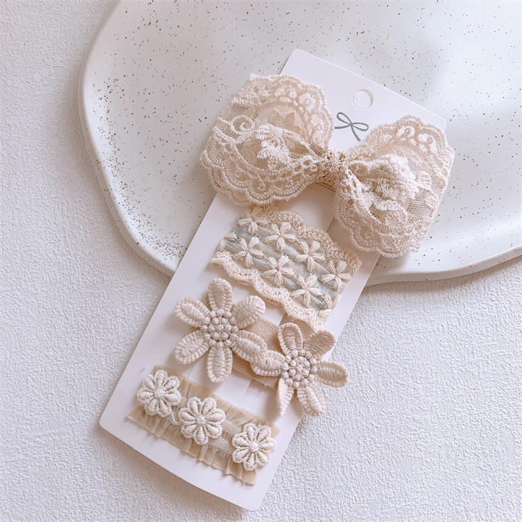 4 Cái / bộ Sweet Girls Kẹp Tóc Ren Kẹp Tóc