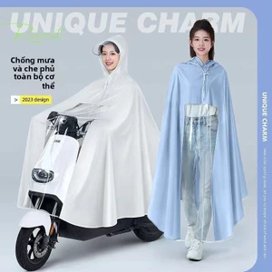 Có thể đeo mũ bảo hiểm- Áo mưa đi xe máy điện đơn nam nữ trong suốt cao cấp 1 người thời trang pvc đẹp