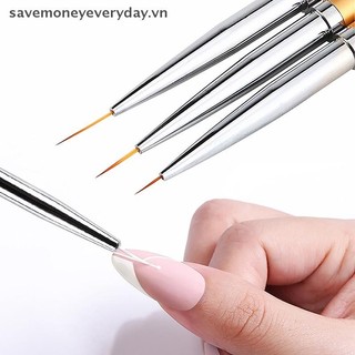 [savemoneyeveryday] 3 Bộ cọ lót móng tay nghệ thuật sọc kiểu Pháp Đầu 3D Lót Bút vẽ DIY Bút vẽ Uv Gel Brush Bút vẽ Dụng cụ làm móng tay Salon [vn]