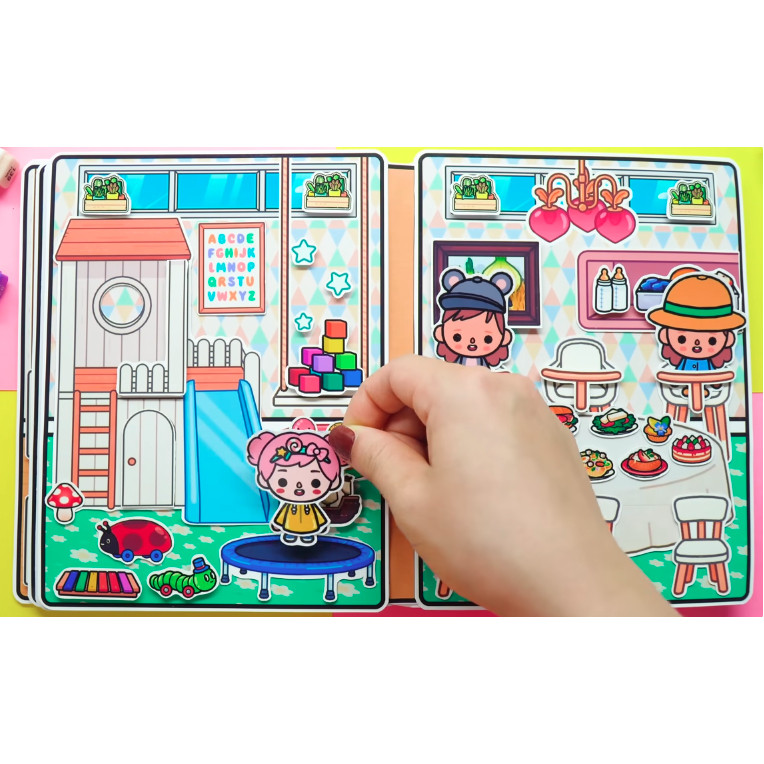Đồ chơi búp bê giấy Nhà trẻ đồ chơi thủ công toca boca đồ chơi bóc dán thông minh dành cho trẻ