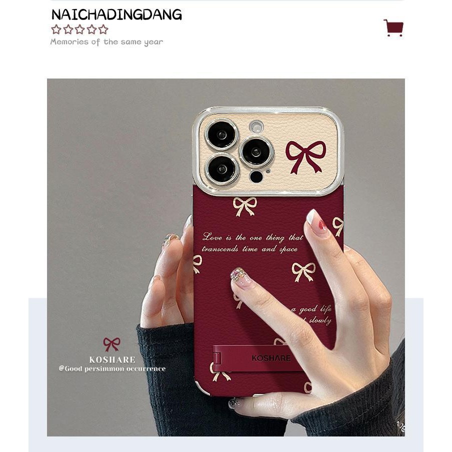 Vỏ điện thoại Ốp da cửa sổ to hình trái tim nơ cho iPhone