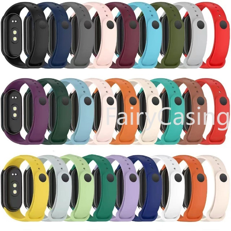 Không có đồng hồ Dây đeo silicon mềm cho Mi Band 10 9 8 Vòng đeo tay thể thao Dây đeo cổ tay cho Mi Band 7 6 5 4 3 NFC Phụ kiện thay thế