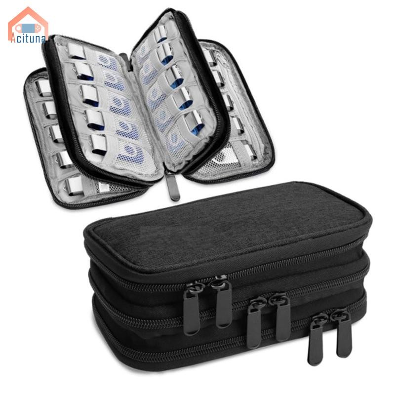 Hộp đựng thẻ USB chống mài mòn Vải Oxford giữ 30 miếng Hộp đựng ổ đĩa ngón tay cái chống sốc cho du lịch