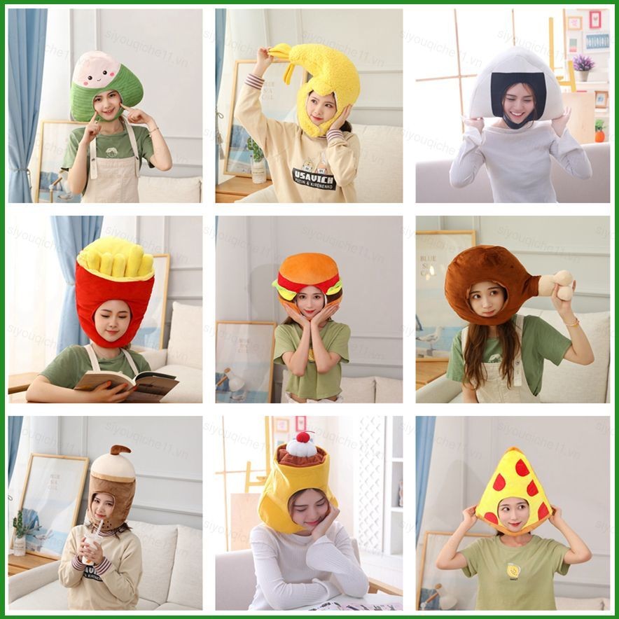 Siy7 Thực Phẩm Sang Trọng Nón Hamburger Khoai Tây Chiên Pháp Cosplay Sang Trọng Mũ Đồ Chơi Búp Bê Nhồi Bông Quà Tặng Cho Trẻ Em Bé Gái Hình Ảnh Dễ Thương Pr