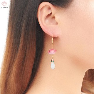 [Pcwkkef] 1 Đôi Bông Tai Sen Tinh Tế Độc Đáo Hoa Hồng Thanh Lịch Bất Đối Xứng Thả Bông Tai Nữ VintageJewelry Phụ Kiện Mới