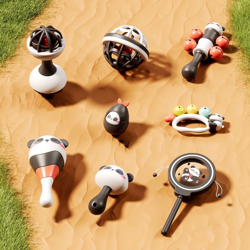 PPY Panda Chủ Đề Âm Nhạc Lục Lạc Đồ Chơi Khuyến khích Tay Cầm Cảm Giác Maracas Đồ Chơi Cho Bé