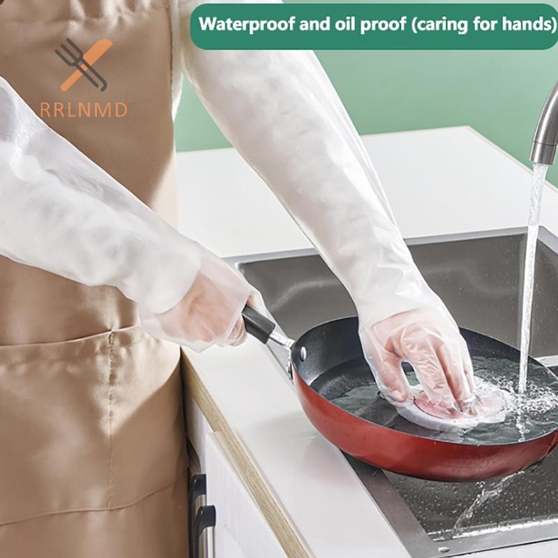 Rrlnmd 10 Chiếc Găng Tay Mở Rộng Dùng Một Lần Trong Suốt Thân Thiện Với Môi Trường al Arm Găng Tay Bảo Vệ DIY Nấu Ăn Nhà Bếp Găng Tay Dài MỚI