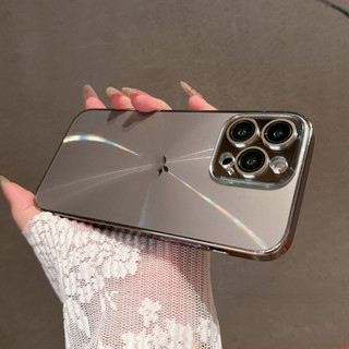 Ốp kính CD Aurora có kết cấu cạnh logo mạ điện, thích hợp cho iPhone 16 15 14 13 12 11 Pro Max 14plus 15plus vỏ ống kính pha lê, vỏ điện thoại bảo vệ vỏ cứng