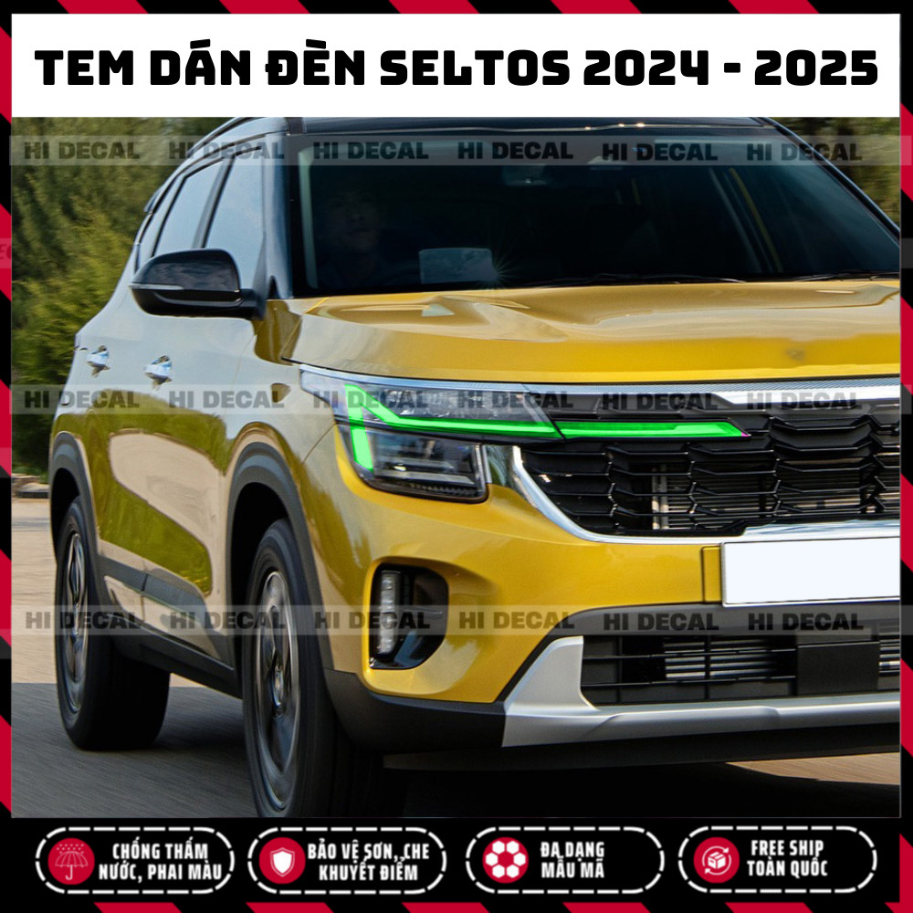 Tem dán đèn Seltos 2024 - 2025 Form Mới, tem dán đèn Seltos điểm nhấn chống nước bền màu