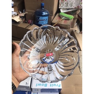 Đĩa thả hoa, đĩa để hoa quả 3 chân thủy tinh pha lê 23cm
